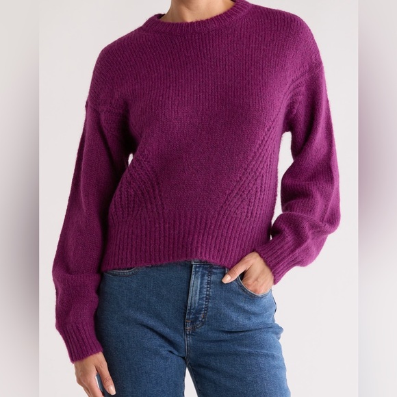 Madewell Simone Balloon Sleeve Sweater in Mulled Wine NWOT - Picture 1 of 7